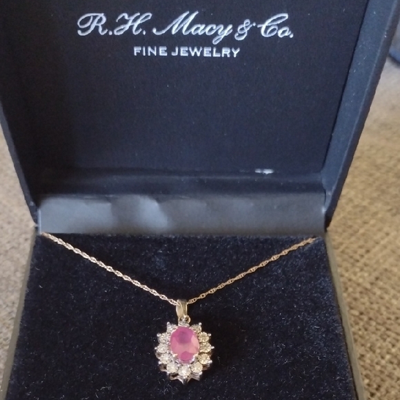 10k Ruby And Diamonds Necklace - Picture 6 of 10